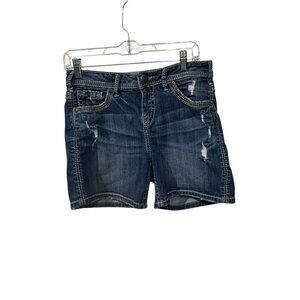 Silver Suki Womens Distressed Denim Jean Shorts Size 29 stitching